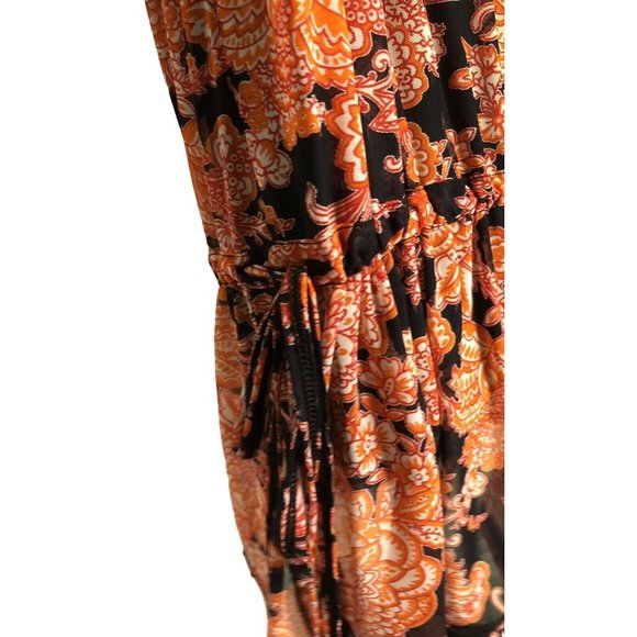 Banana Moon Womens Floral Black & Orange 3/4 Sleeve Boho Dress Nylon Blend M - Picture 5 of 6